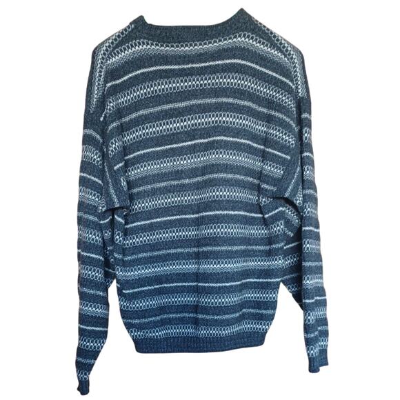 KNIGHTSBRIDGE Sweater Mens Med Cotton Blend Knit Pullover Crewneck Gray Grandpa - Picture 2 of 4